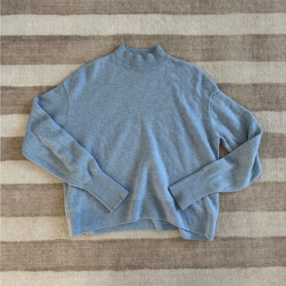 Everlane Blue Cashmere Mock Neck Sweater